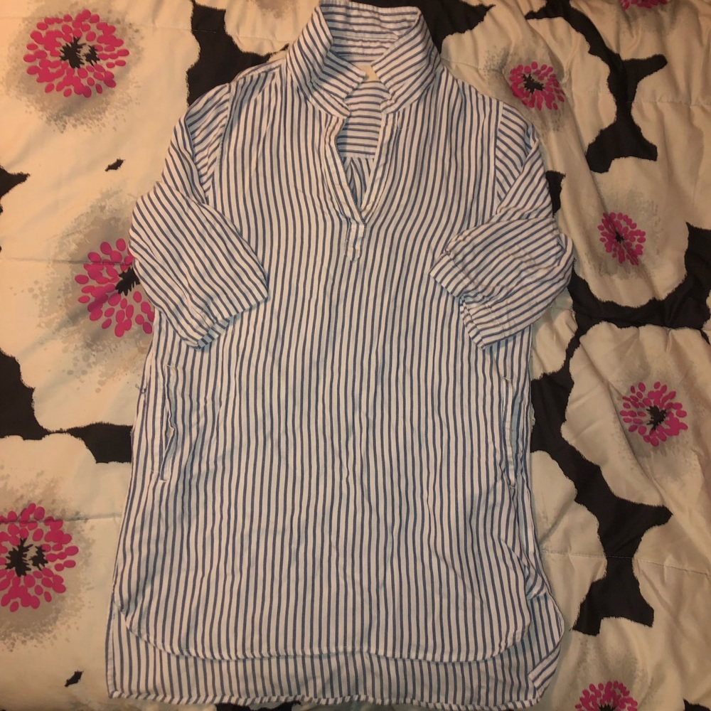 Striped Collared Loose Dress/Shirt